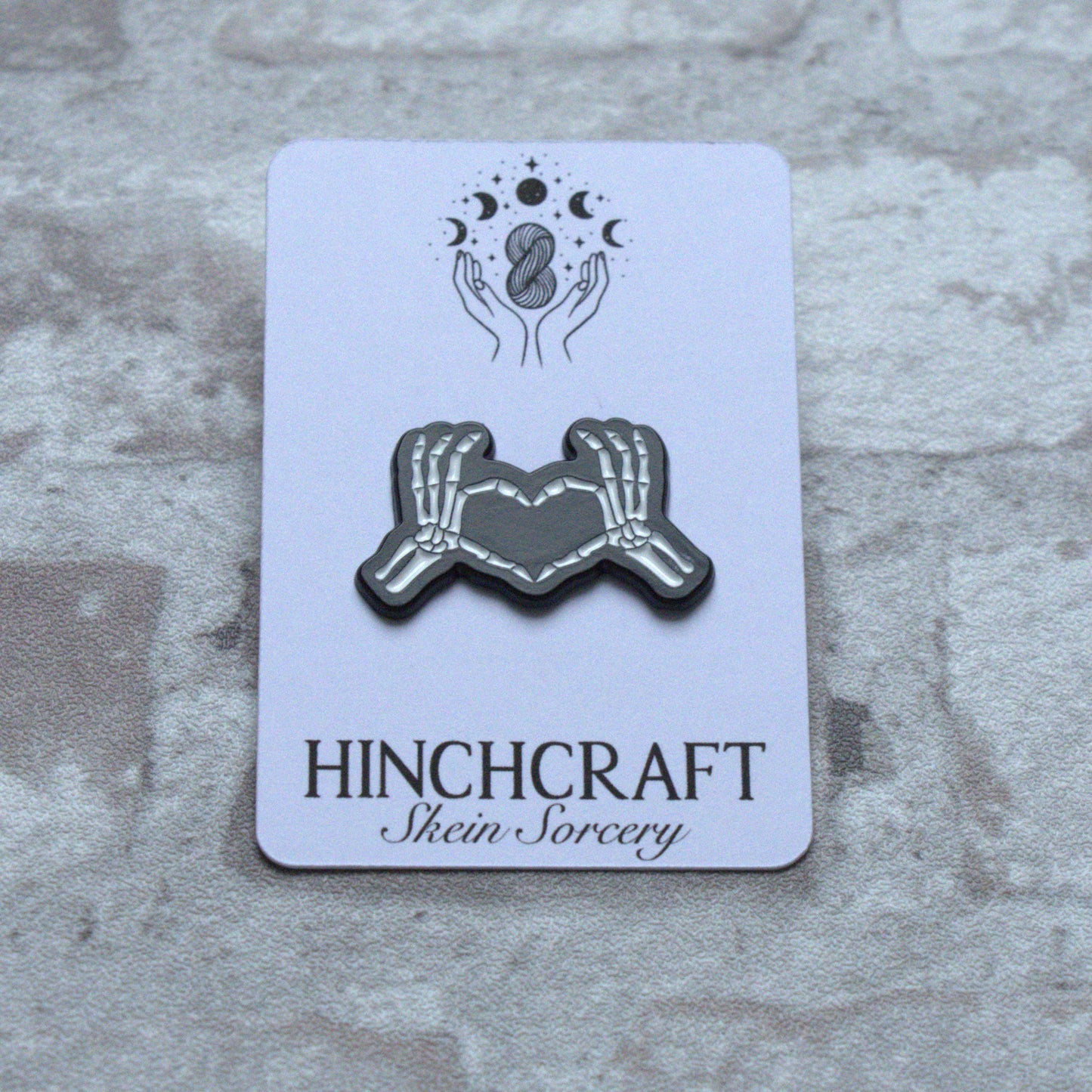 Skeleton Hands Heart Enamel Pin