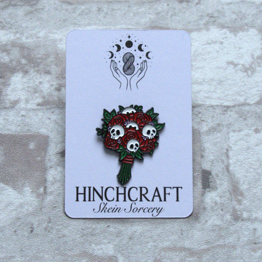 Skulls Among Roses Enamel Pin