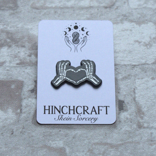 Skeleton Hands Heart Enamel Pin